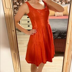 Nine West Vibrant Orange Midi Dress